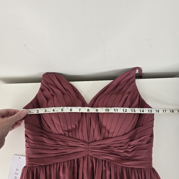 NWT Azazie Serena Chiffon Bridesmaid Dress Desert Rose Size C (10/12) Pockets - Picture 11 of 16